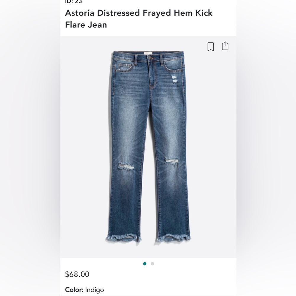 ID 23 Astoria Distressed frayed Hem kick flair.